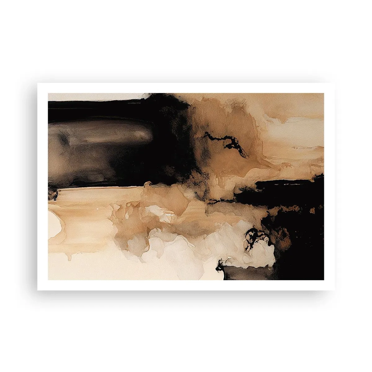 Poster - Composizione astratta nei toni del marrone e del nero - 100x70cm - Astrazione intrigante - Decorazione murale moderna per soggiorno e camera da letto ARTTOR