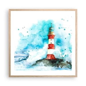 Poster in cornice rovere chiaro - L'unità dei quattro elementi - 60x60 cm