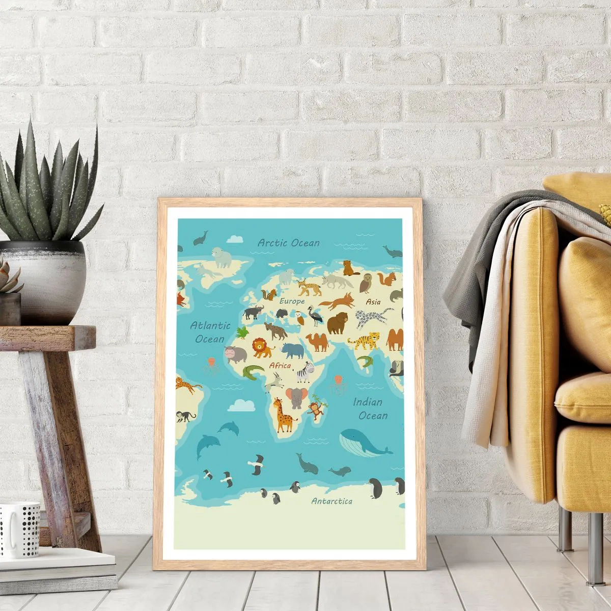 Poster in cornice rovere chiaro - Buoni vicini - 70x100 cm