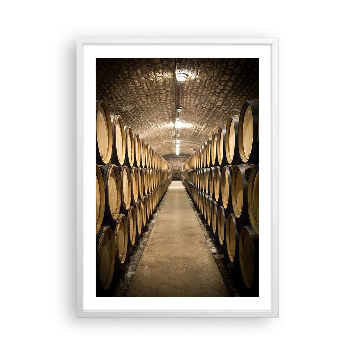 Poster in cornice bianca - Nella cantina in mattoni - 50x70 cm