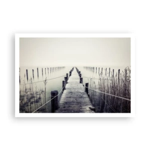 Poster - Un ponte di legno che conduce in uno spazio nebbioso - 100x70cm - Immergiti nella pace - Decorazione murale moderna per soggiorno e camera da letto ARTTOR