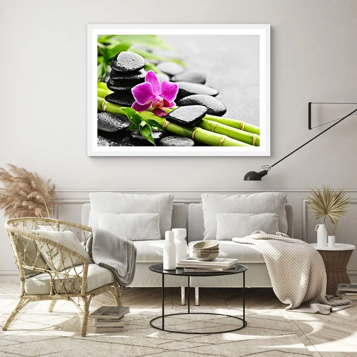 Poster in cornice bianca - Un tranquillo equilibrio - 70x50 cm