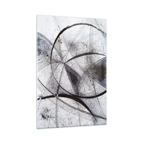 Quadro su vetro - Linee e forme astratte nelle tonalità del grigio e del nero - 80x120cm - Fantasia futuristica - Decorazione murale moderna per soggiorno e camera da letto ARTTOR