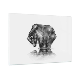 Quadro su vetro - Immagine di un orso chinato sulla superficie dell'acqua - 100x70cm - Fa piacere vedere chi ci è caro - Decorazione murale moderna per soggiorno e camera da letto ARTTOR