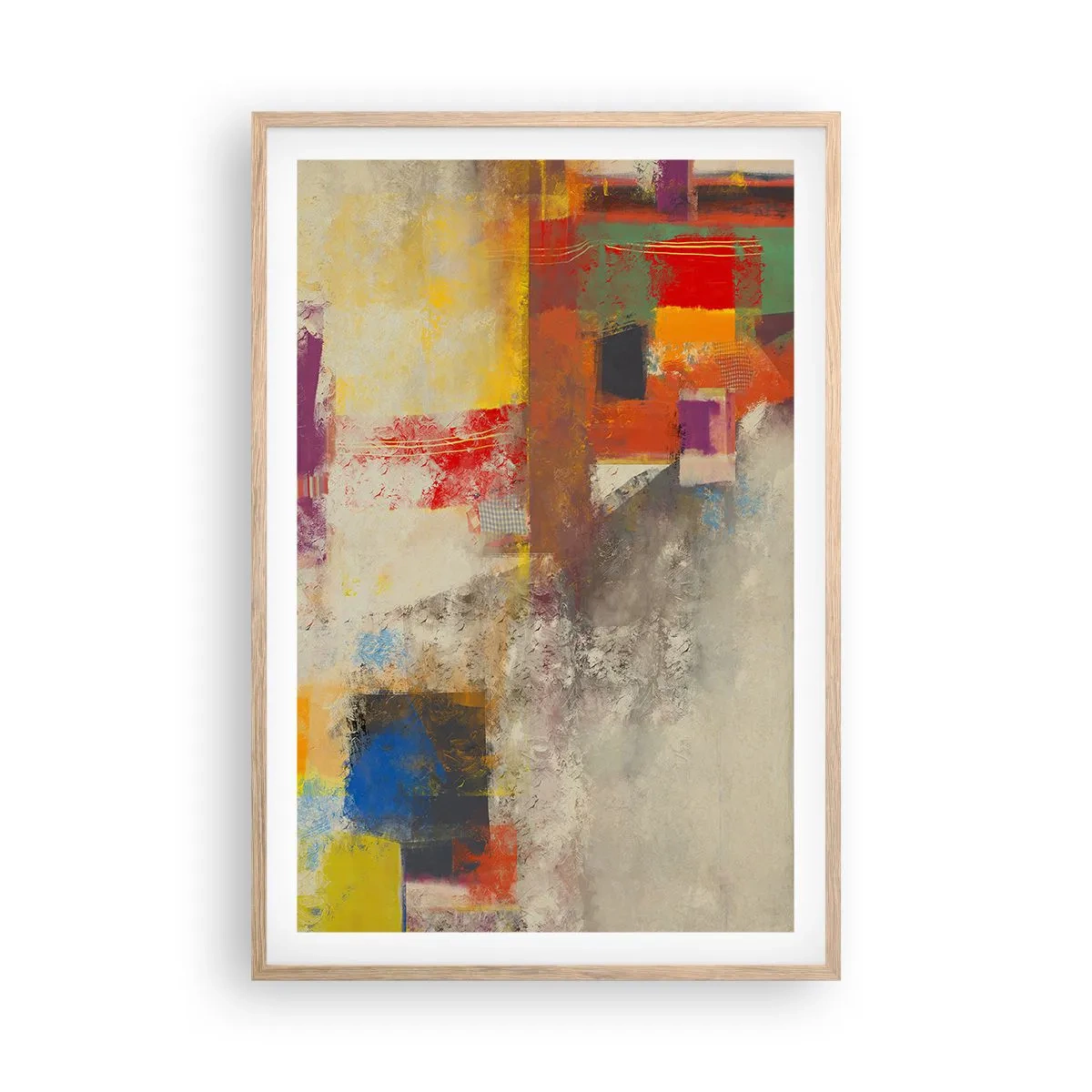Poster in cornice rovere chiaro - Geometria dei colori - 61x91 cm