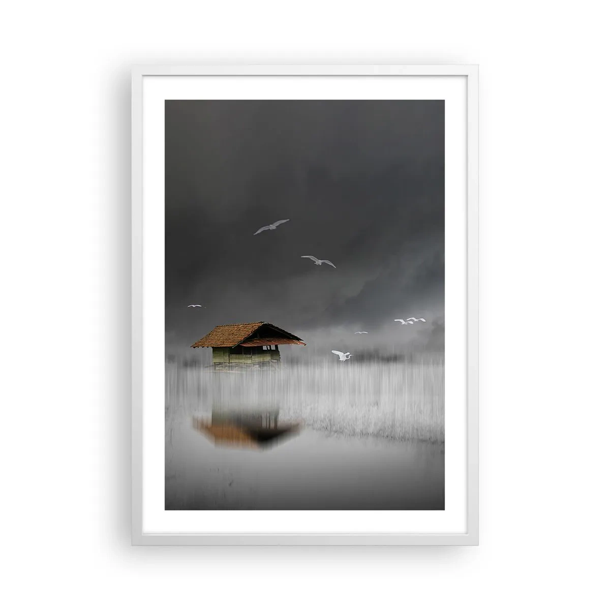 Poster in cornice bianca - Riparo dalla pioggia - 50x70 cm