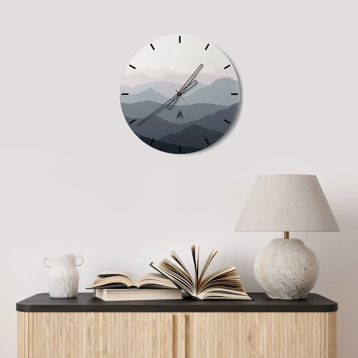 Orologio da parete - Orologio in Vetro - Le onde dei monti - 30x30 cm