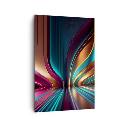 Quadro su tela - Stampe su Tela - Astrazione futuristica con colori intensi e curve - 70x100cm - Architettura di luce - Decorazione murale moderna per soggiorno e camera da letto ARTTOR