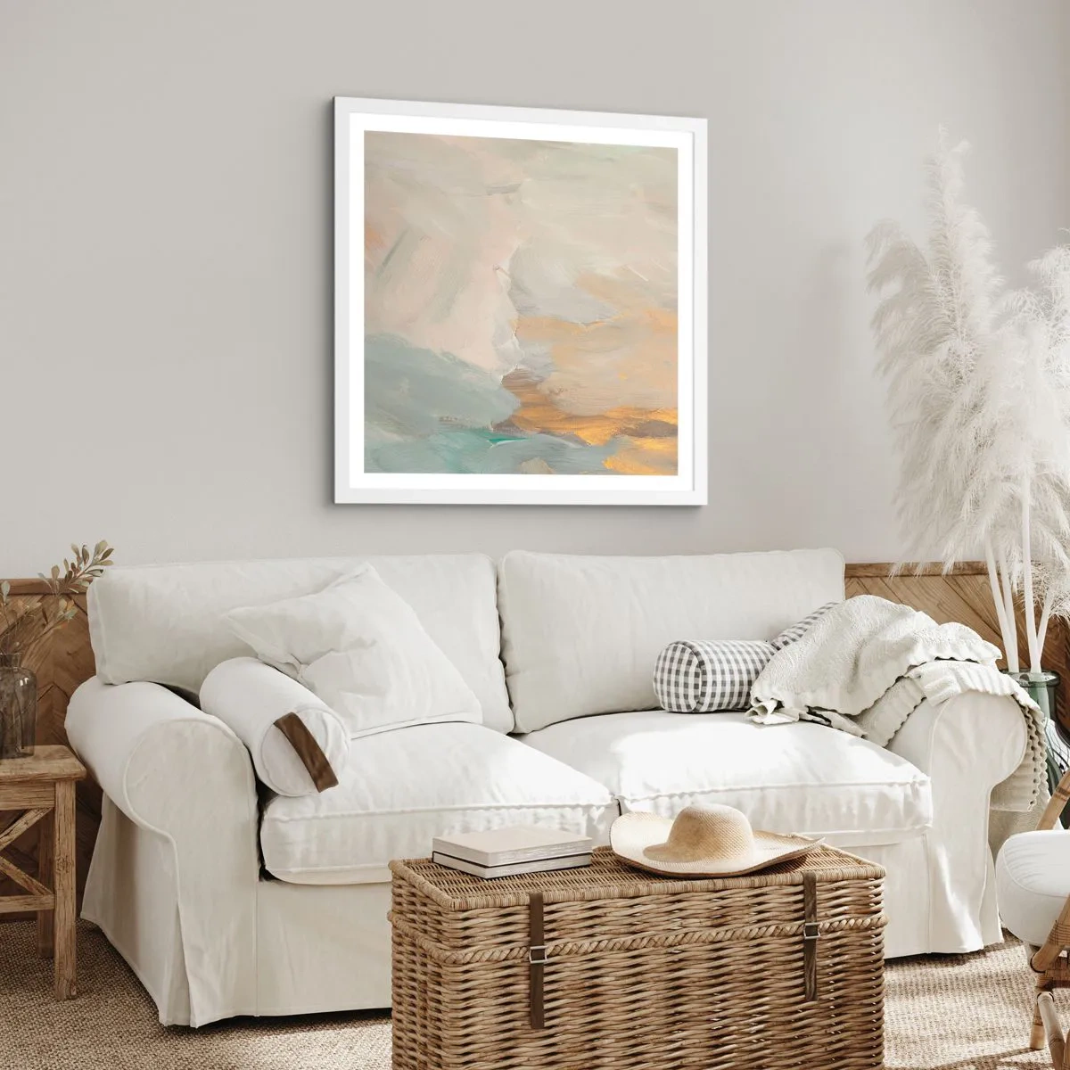 Poster in cornice bianca - Astrazione: il paese della mitezza - 30x30 cm