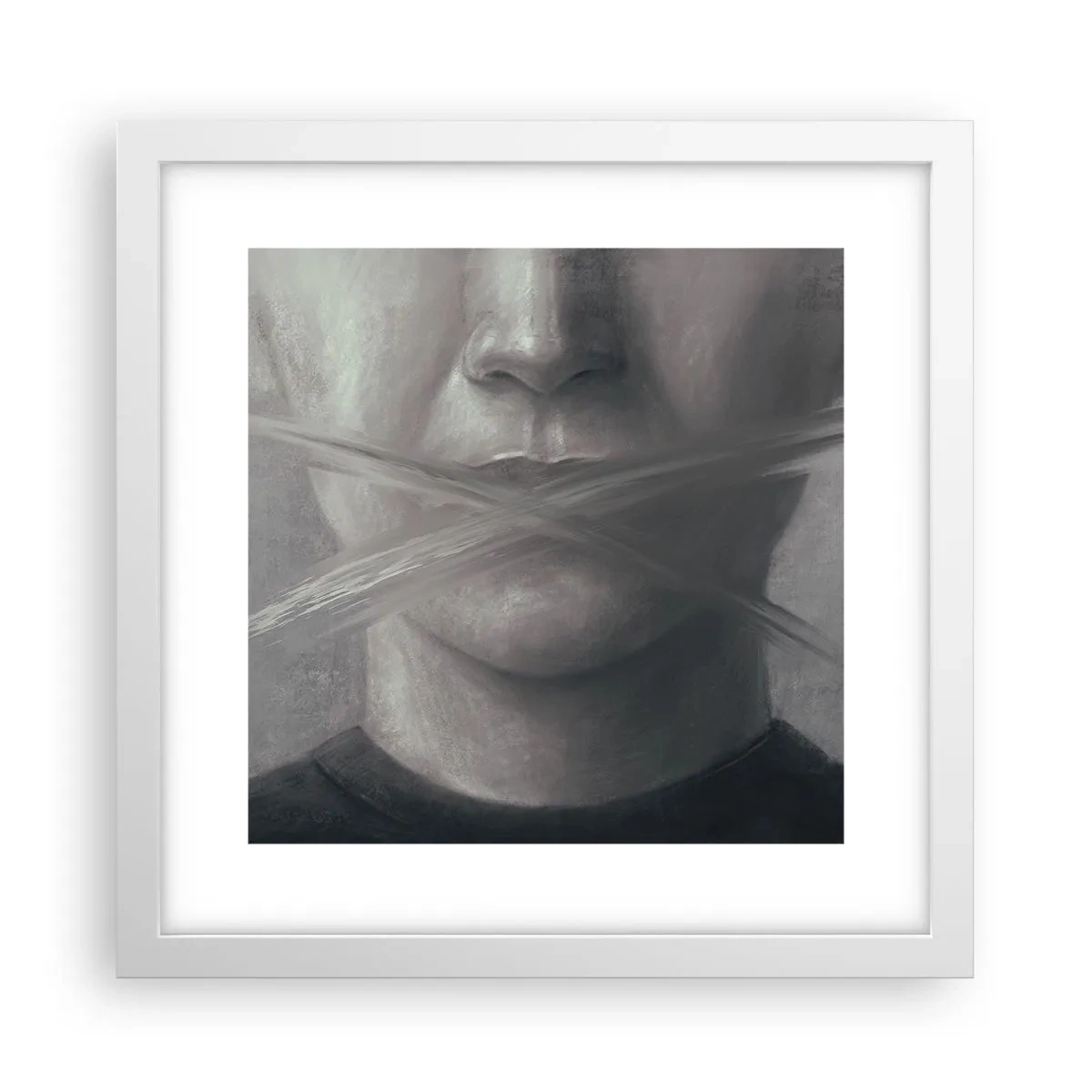 Poster in cornice bianca - Neanche una parola - 30x30 cm