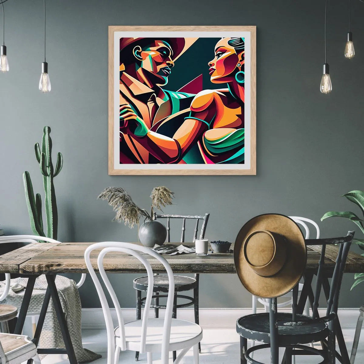 Poster in cornice rovere chiaro - Al ritmo del cuore - 40x40 cm