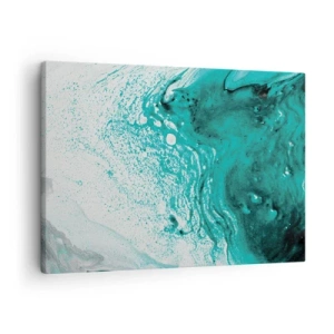 Quadro su tela - Stampe su Tela - Composizione astratta in tonalità turchesi su sfondo bianco - 70x50cm - Sciogliendosi nel bianco e nel turchese - Decorazione murale moderna per soggiorno e camera da letto ARTTOR
