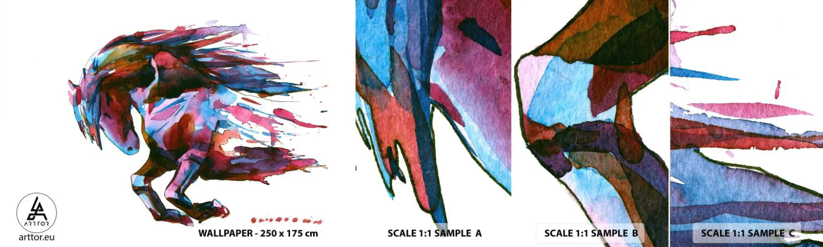 Campione Di Fotomurale Standard Eco - In estasi - Animali, Astrazione, Cavallo - 100x30 cm