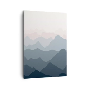 Quadro su tela - Stampe su Tela - Sottili strati di montagna in tonalità di grigio e blu - 50x70cm - Le onde dei monti - Decorazione murale moderna per soggiorno e camera da letto ARTTOR