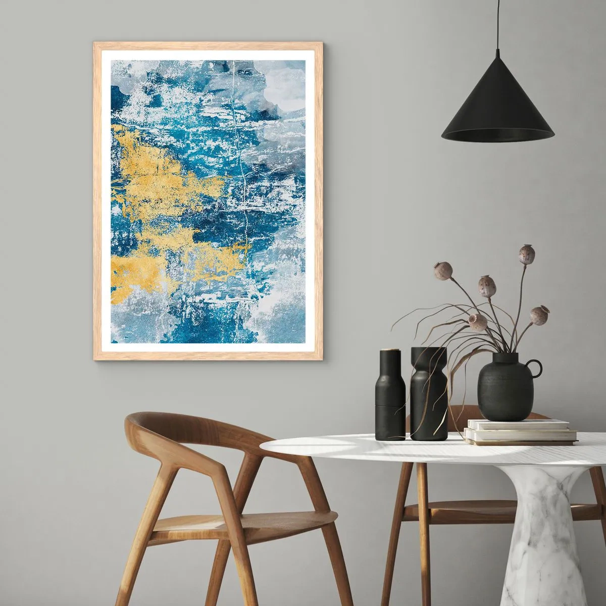 Poster in cornice rovere chiaro - Astrazione piena di ottimismo - 70x100 cm