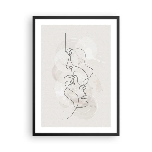 Poster in cornice nera - Arte facciale minimalista creata con una singola linea - 50x70cm - Intrecciati in un abbraccio - Decorazione murale moderna per soggiorno e camera da letto ARTTOR