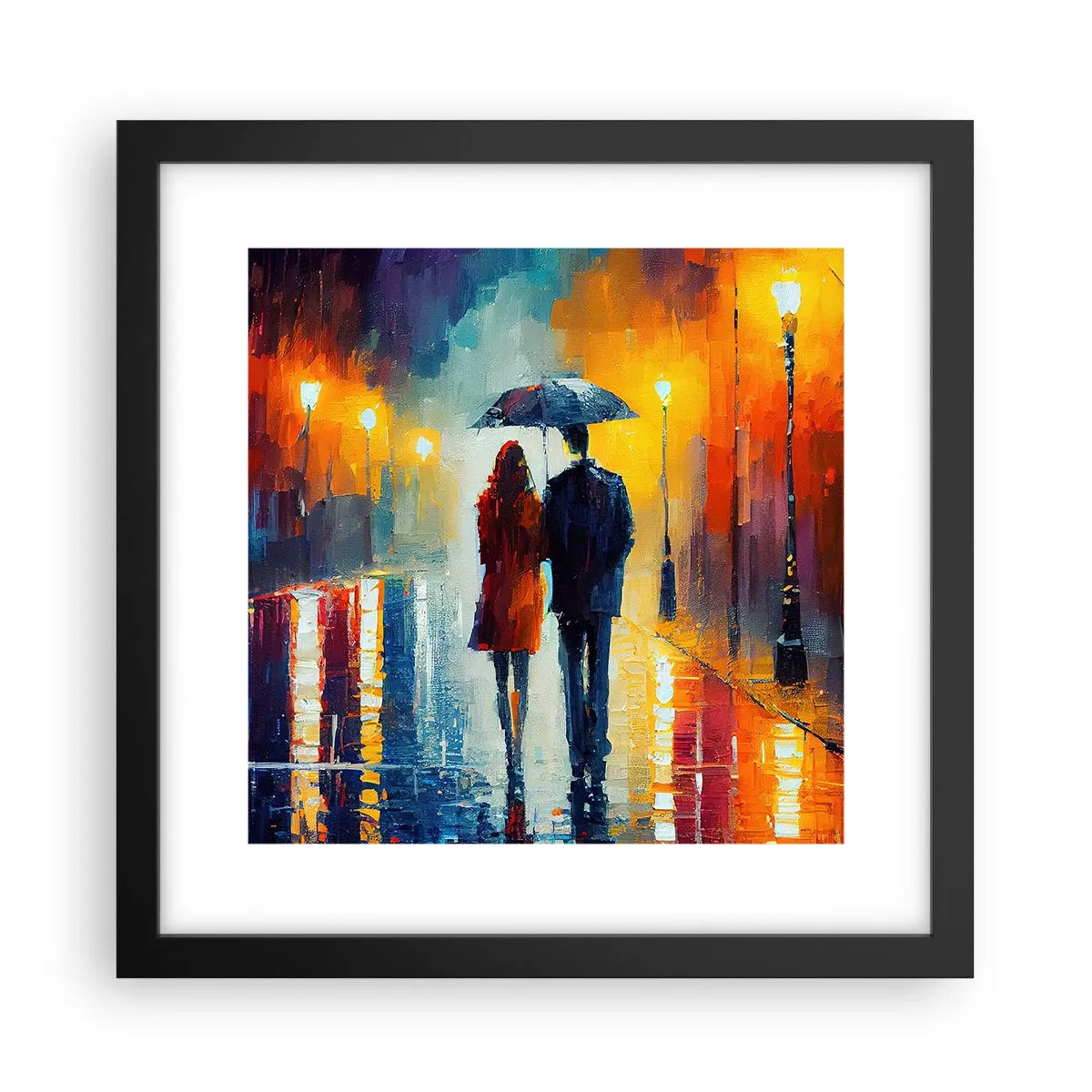 Poster in cornice nera - Insieme la notte è colorata - 30x30 cm