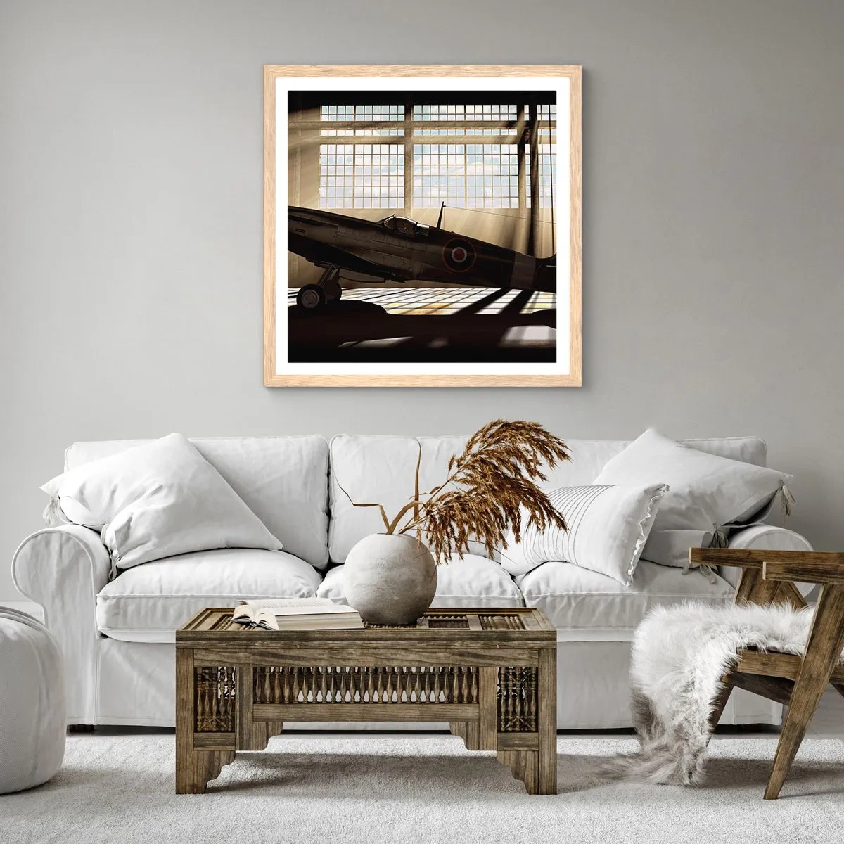 Poster in cornice rovere chiaro - Il riposo del guerriero - 60x60 cm