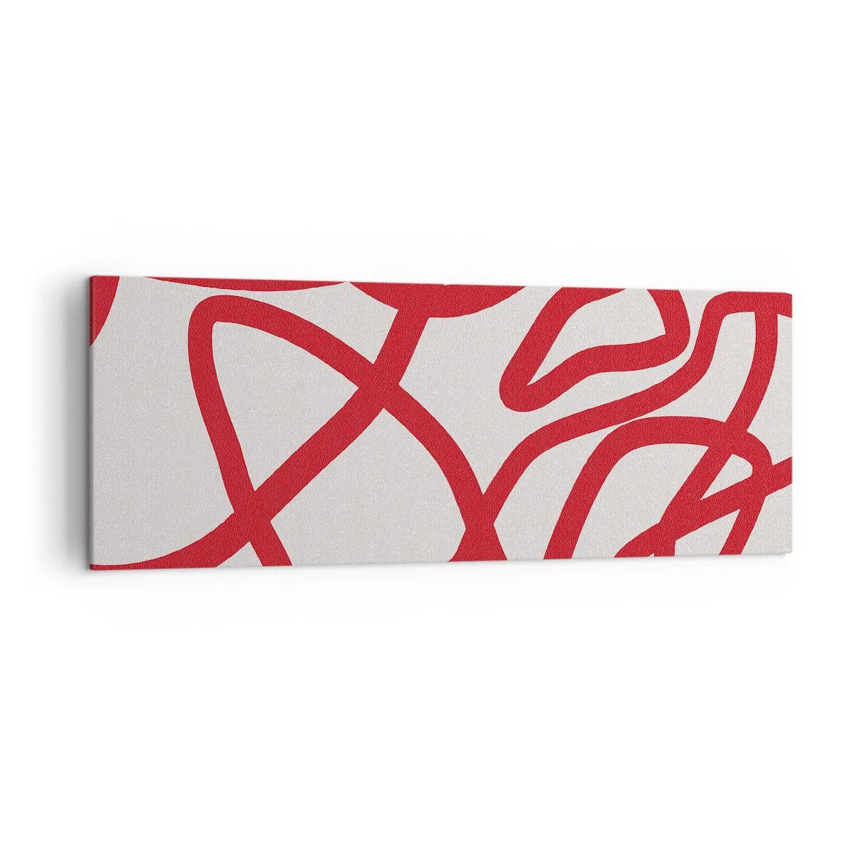 Quadro su tela - Stampe su Tela - Linee astratte rosse su sfondo bianco - 140x50cm - Rosso su bianco - Decorazione murale moderna per soggiorno e camera da letto ARTTOR