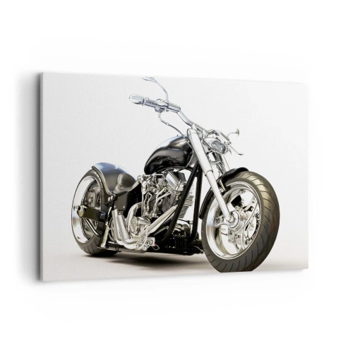 Quadro su tela - Stampe su Tela - Elegante motocicletta nera su sfondo bianco - 120x80cm - Potenza e carattere - Decorazione murale moderna per soggiorno e camera da letto ARTTOR