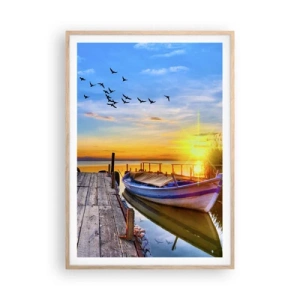 Poster in cornice rovere chiaro - A domani - 70x100 cm