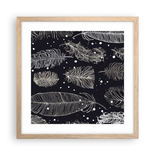 Poster in cornice rovere chiaro - Pizzo piumato - 40x40 cm