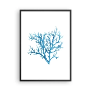 Poster in cornice nera - Corallo blu in stile acquerello su sfondo bianco - 50x70cm - Filigrana marina - Decorazione murale moderna per soggiorno e camera da letto ARTTOR