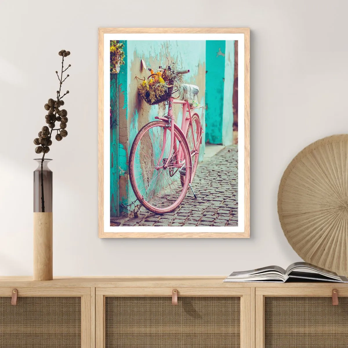Poster in cornice rovere chiaro - Torno subito - 61x91 cm