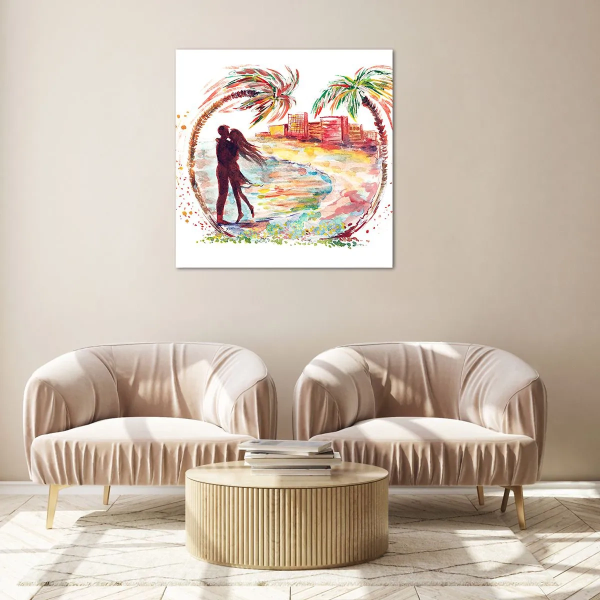 Quadro su vetro - Vacanze romantiche - 40x40 cm