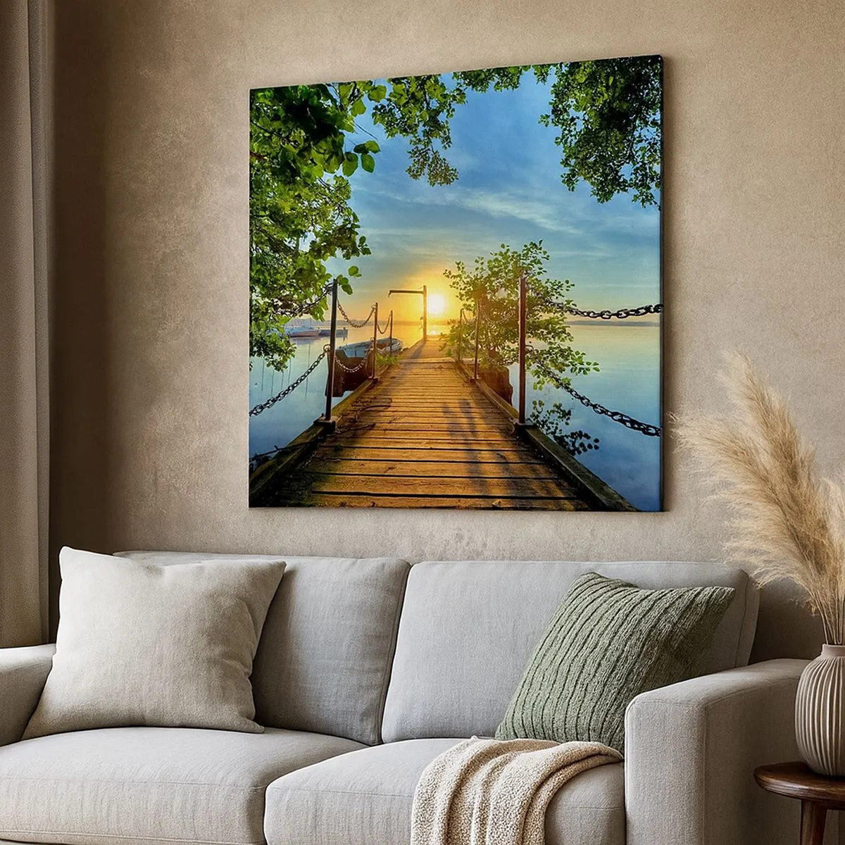 Quadro su tela - Stampe su Tela - Tramonto sul lago - 30x30 cm