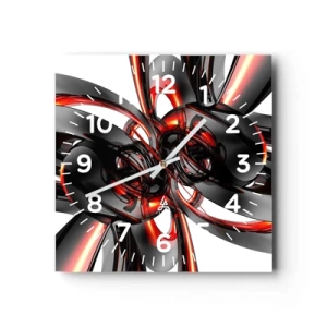 Orologio da parete - Orologio in Vetro - Movimento in grafite e rosso - 40x40 cm