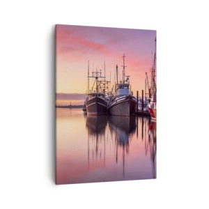 Quadro su tela - Stampe su Tela - Barche da pesca nel porto al tramonto - 50x70cm - Prima del giorno successivo - Decorazione murale moderna per soggiorno e camera da letto ARTTOR
