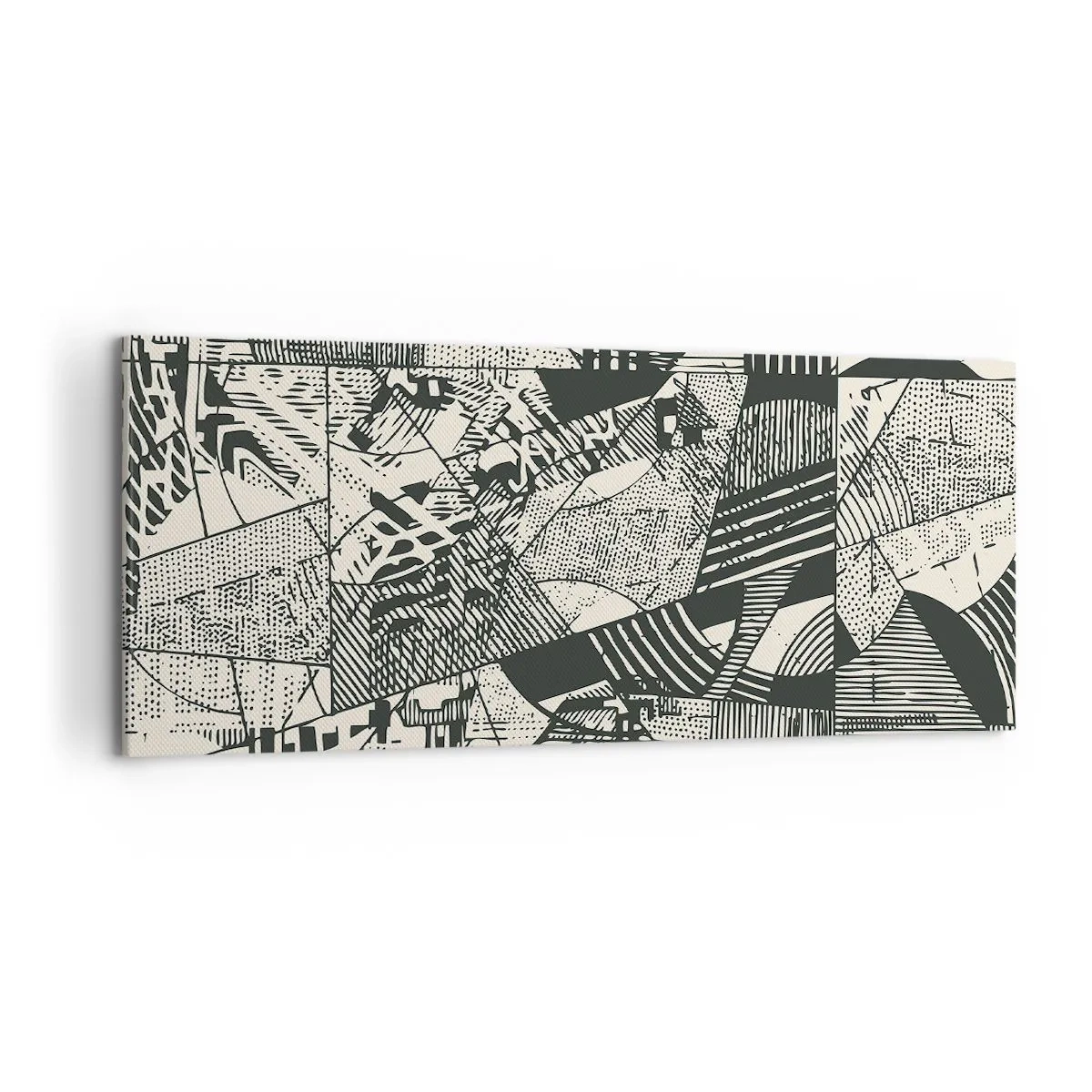 Quadro su tela - Stampe su Tela - Motivi geometrici astratti in tonalità di verde su sfondo chiaro - 120x50cm - Dinamica della contemporaneità - Decorazione murale moderna per soggiorno e camera da letto ARTTOR