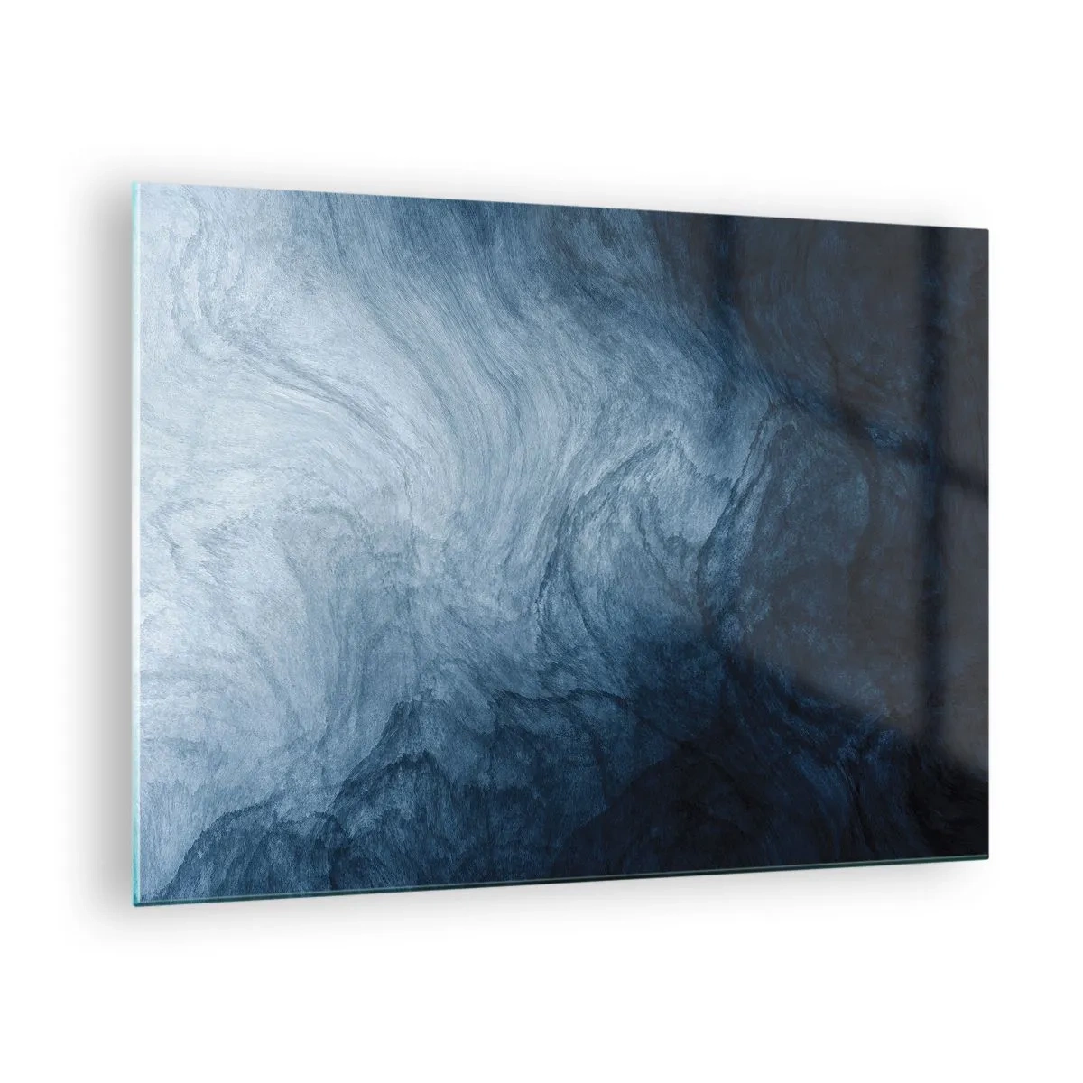 Quadro su vetro - Profondità astratta nelle tonalità del blu navy e del grigio - 70x50cm - Arrivando in profondità - Decorazione murale moderna per soggiorno e camera da letto ARTTOR