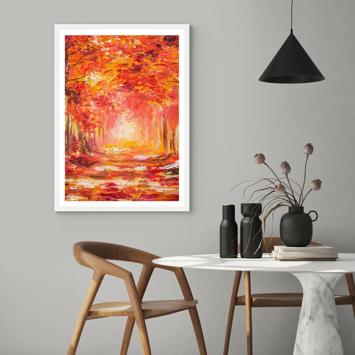 Poster in cornice bianca - Foresta di rame - 40x50 cm