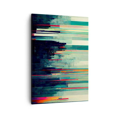 Quadro su tela - Stampe su Tela - Astrazione con linee verticali e skyline della città - 50x70cm - Città futuristica - Decorazione murale moderna per soggiorno e camera da letto ARTTOR