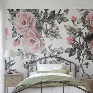 Fotomurali Premium Sand - Rose delicate nelle tonalità del rosa e del grigio - 100x70cm - Perdersi tra le rose - Decorazione murale moderna per soggiorno e camera da letto ARTTOR