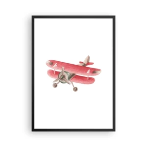 Poster in cornice nera - Un affascinante biplano retrò rosso - 50x70cm - Pronto a volare alto - Decorazione murale moderna per soggiorno e camera da letto ARTTOR
