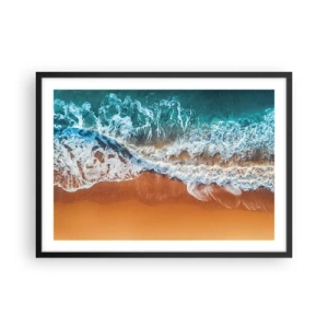 Poster in cornice nera - Vista aerea delle onde dell'oceano che si infrangono sulla riva - 70x50cm - Sempre in coppia - Decorazione murale moderna per soggiorno e camera da letto ARTTOR