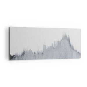 Quadro su tela - Stampe su Tela - Composizione astratta grigia in stile minimalista - 120x50cm - Iscrizione misteriosa - Decorazione murale moderna per soggiorno e camera da letto ARTTOR