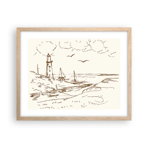 Poster in cornice rovere chiaro - Schizzo dei ricordi d'estate - 50x40 cm