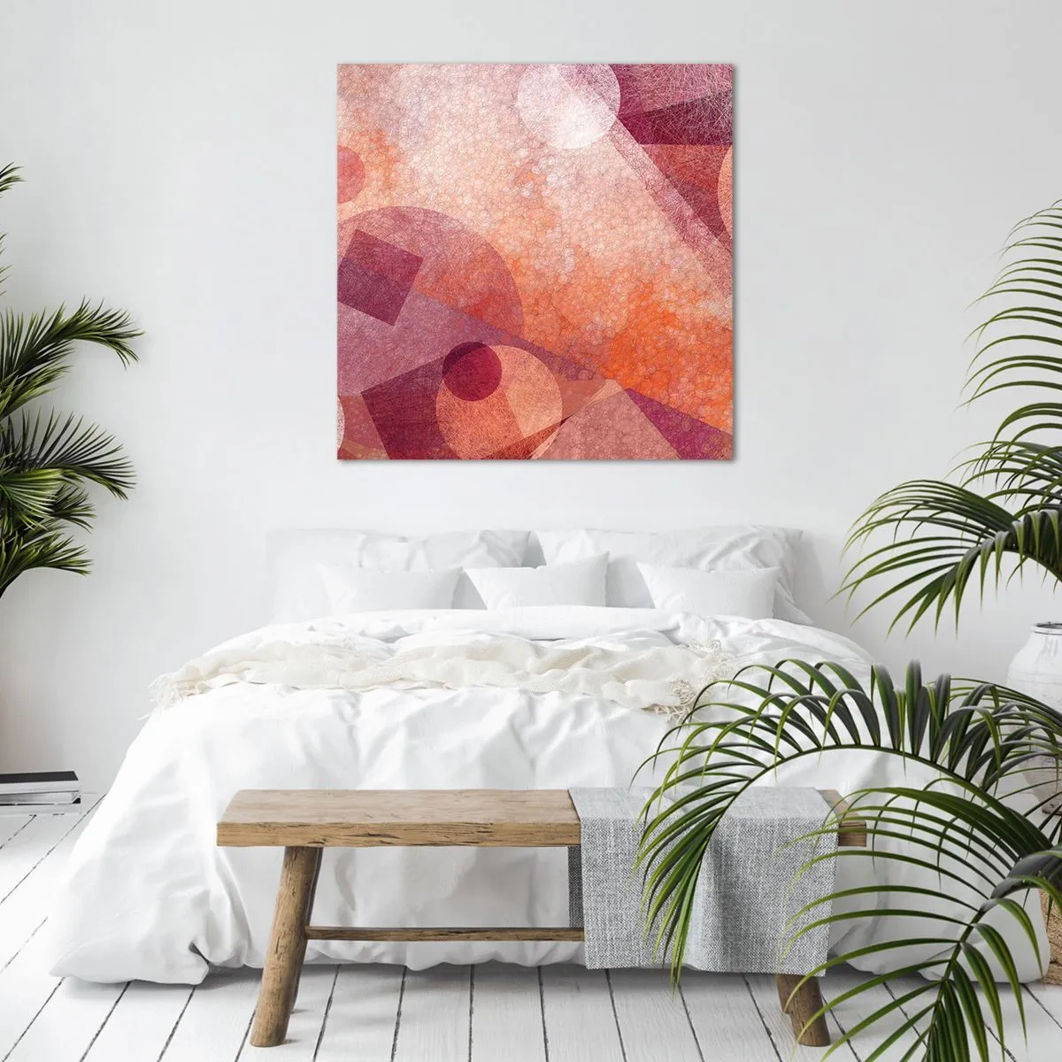 Quadro su tela - Stampe su Tela - Trasformazioni geometriche in rosa - 60x60 cm