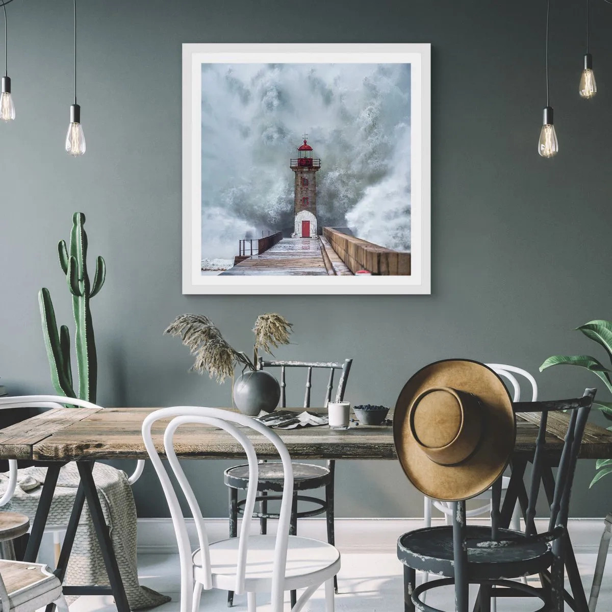 Poster in cornice bianca - Fragore delle acque, rumore di tempesta - 40x40 cm