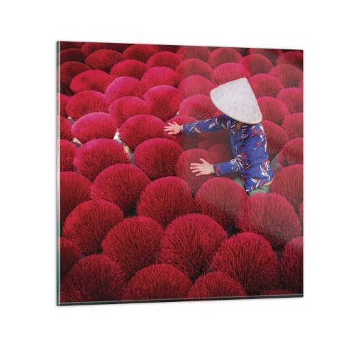 Quadro su vetro - Nel campo di riso - 30x30 cm