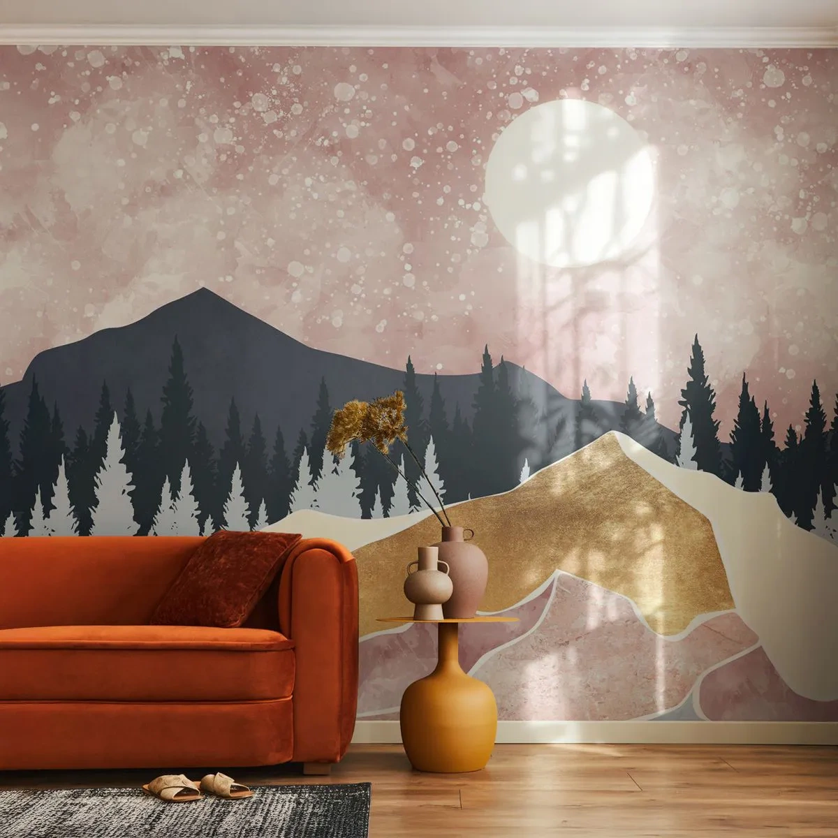 Fotomurali Premium Canvas - Guardiano notturno - Grafica, Paesaggio, Montagne - 250x175 cm