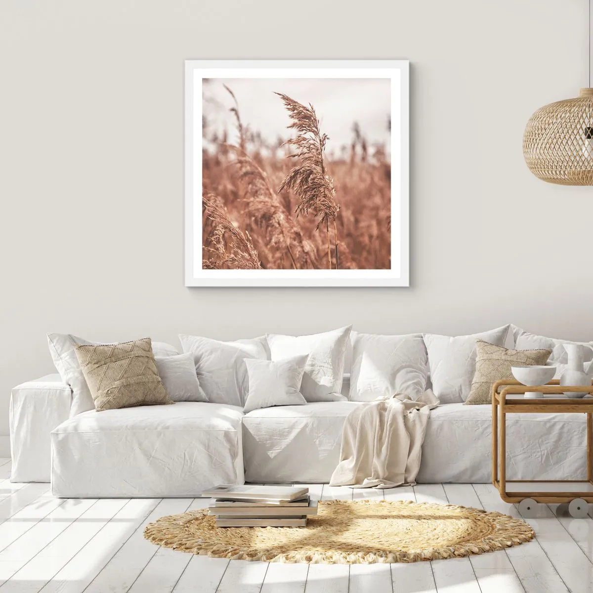 Poster in cornice bianca - Nei campi è già autunno - 50x50 cm