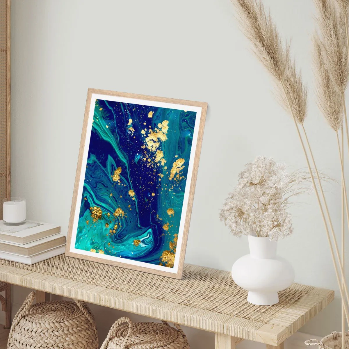 Poster in cornice rovere chiaro - Petali di sole - 70x100 cm