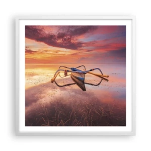 Poster in cornice bianca - La pace della sera tropicale - 60x60 cm