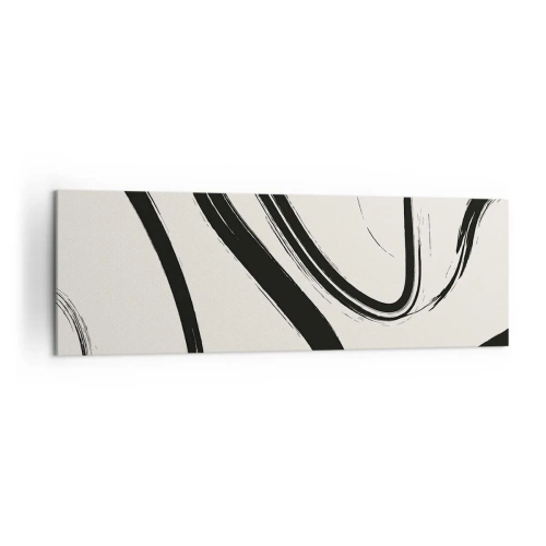 Quadro su tela - Stampe su Tela - Linee curve in bianco e nero su uno sfondo chiaro - 160x50cm - Capriccio bianco e nero - Decorazione murale moderna per soggiorno e camera da letto ARTTOR