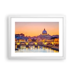 Poster in cornice bianca - Tramonto sulla Città Eterna - 40x30 cm